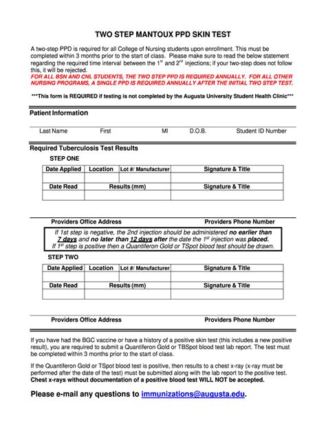 Printable Ppd Test Form
